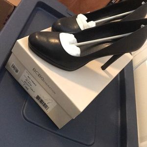 Black leather BCBG heels